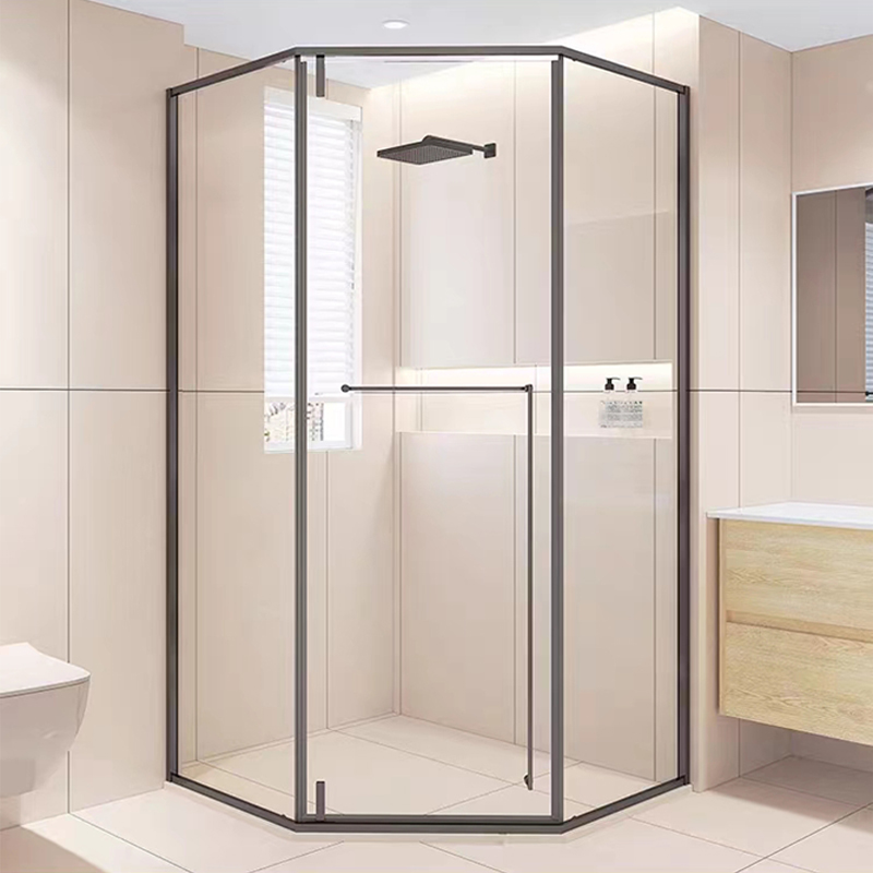 钻石型淋浴房极窄边内外开单侧移门卫生间干湿分离浴室隔断玻璃门