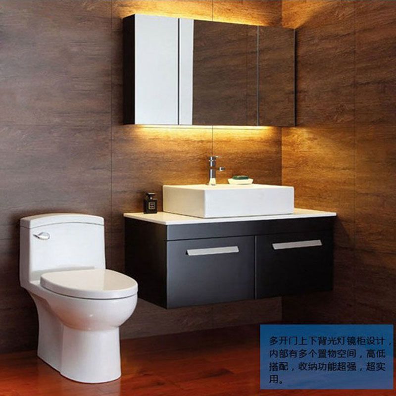 简约现代中式橡木吊柜浴室柜镜柜组合洗手台盆吊柜卫浴柜洗漱台柜