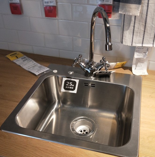 宜家国内代购  兰加顿 不锈钢嵌入式水槽厨房水池