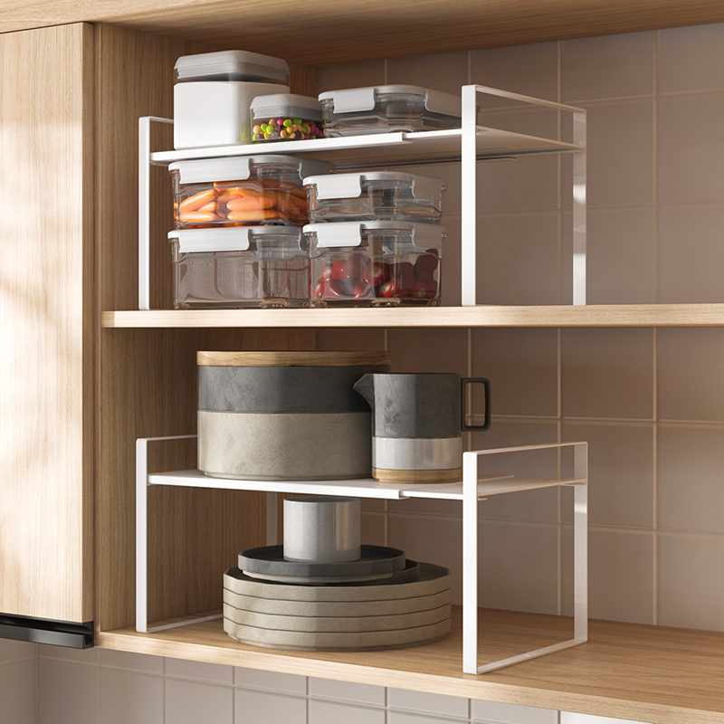 厨房橱柜置物架可伸缩柜内隔板分层架碗收纳台面调料架下水槽锅架