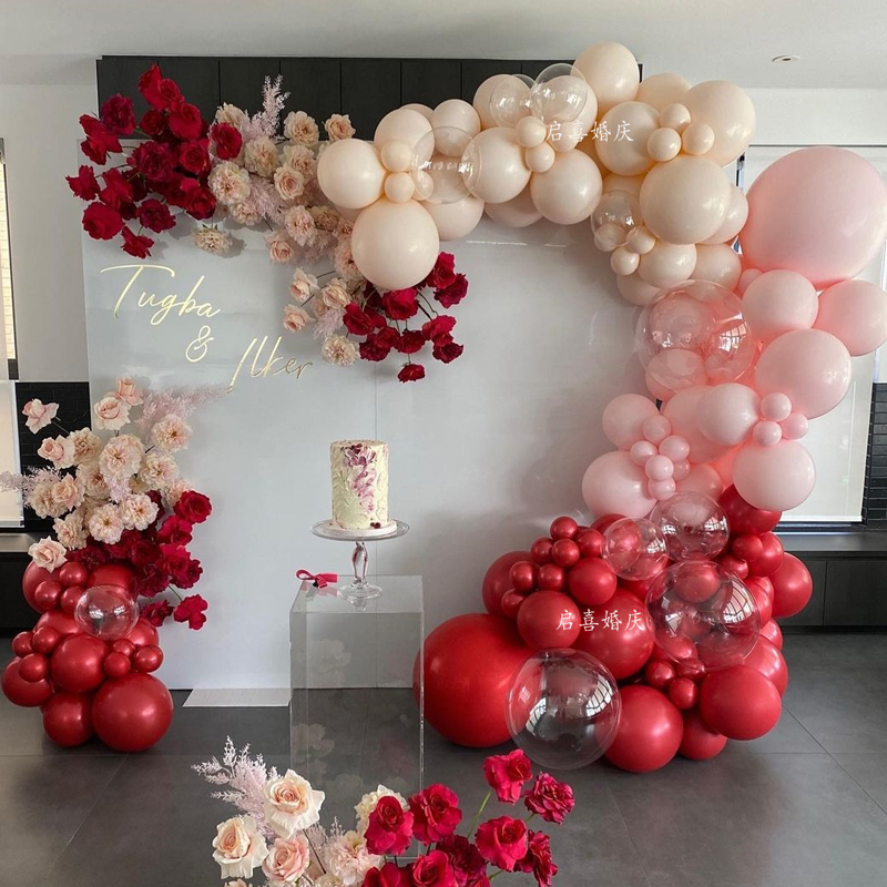 红金色气球链新年会春节布置背景道具寿宴装饰用品结婚房装扮套装
