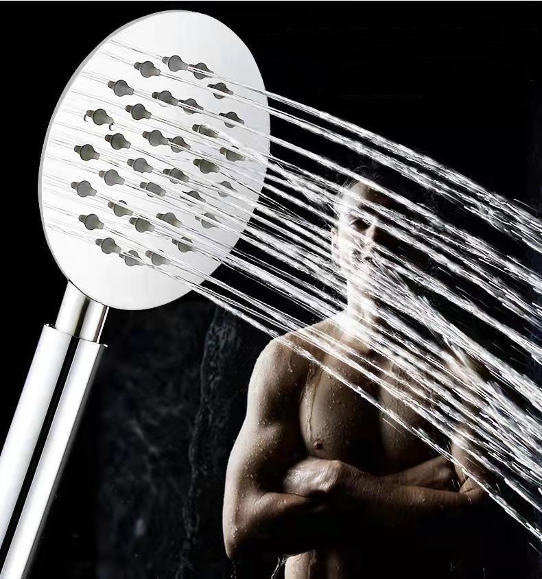 不锈钢增压手喷单功能喷头圆形方形手持花洒沐浴淋浴器铝支架调节