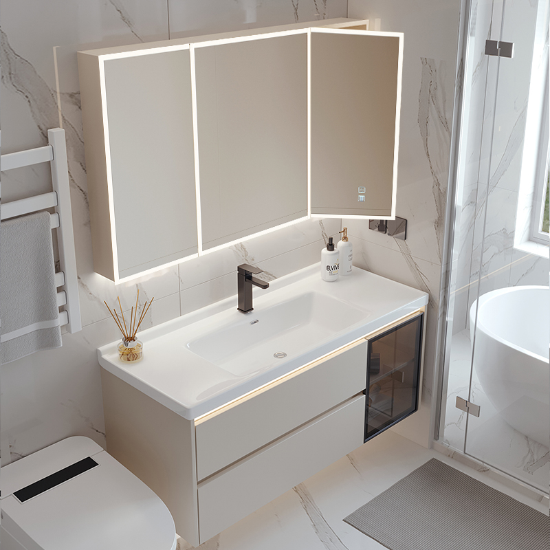 安苒卫浴新款智能镜柜陶瓷一体盆浴室柜卫生间洗手脸盆组合洗漱台