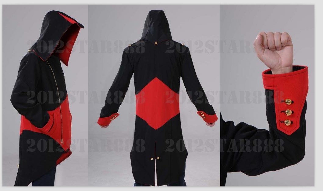 cosplay服装男装刺客信条3 康纳外套夹克红黑色款高级外套