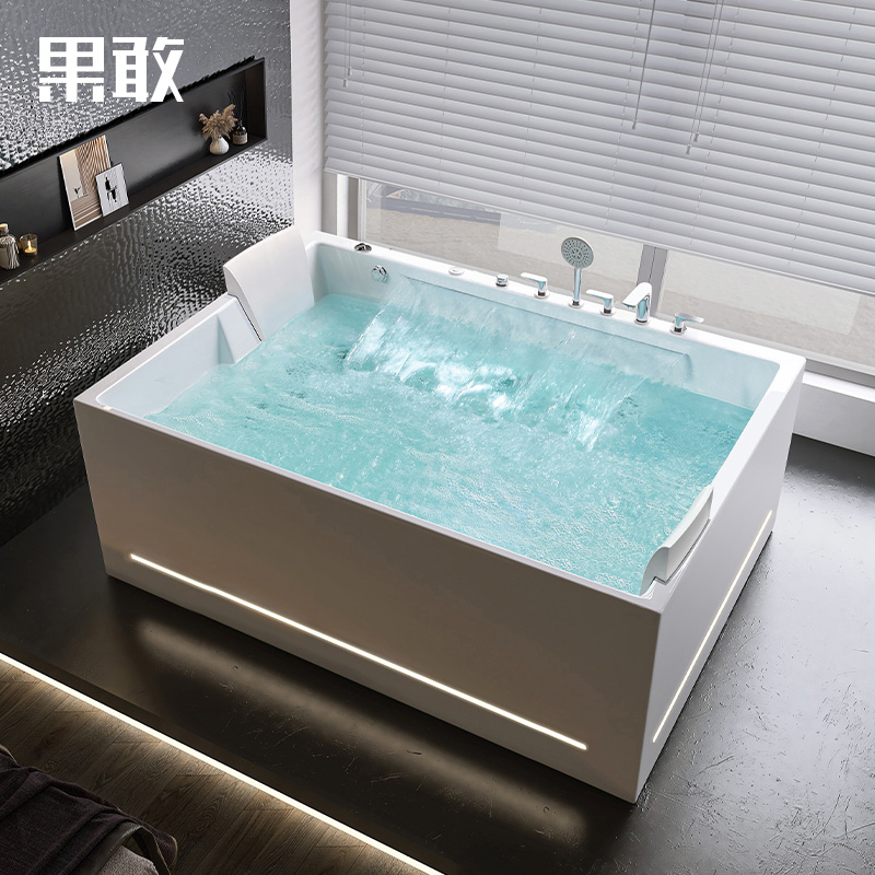 果敢双人防滑座位家用成人酒店别墅深泡智能按摩加热1.8米浴缸