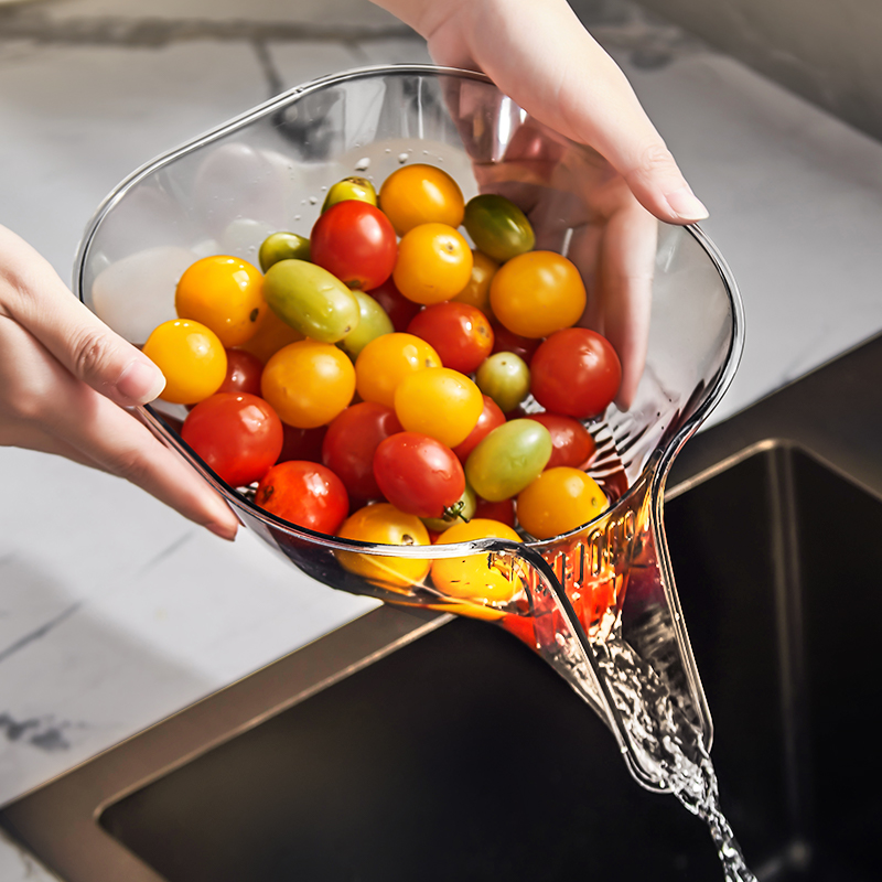 多功能沥水篮家用水槽塑料洗水果洗菜盆厨房大容量加厚网红水果盘
