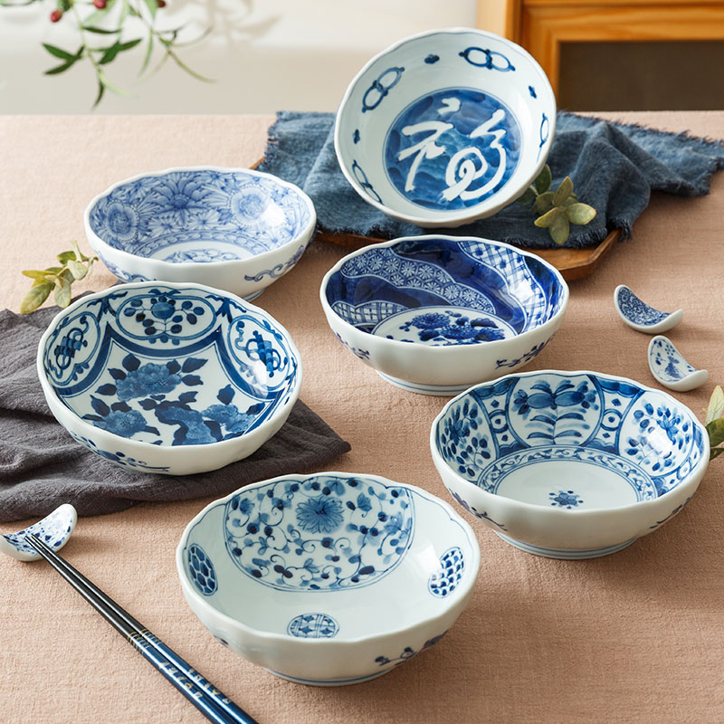 陶趣居蓝凛堂浅钵碗日本家用陶瓷盘子日式青花瓷餐具饭碗面碗瓷碗
