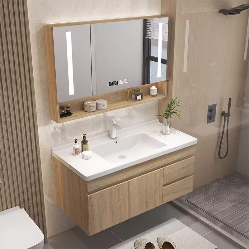北欧原木色浴室柜现代简约洗手洗脸盆柜组合日式卫生间西安洗漱台