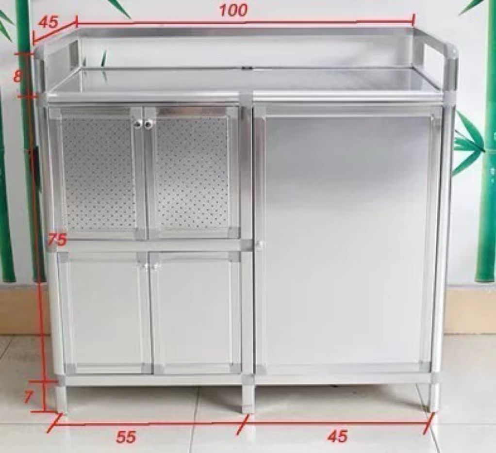 简易不锈钢碗柜橱柜煤气灶台柜子家用防水铝合金阳台储物柜餐边柜