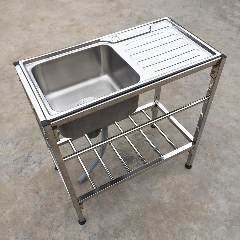 不锈钢水带斗面盆支架厨房洗池洗脸洗碗架子菜盆架操作台水槽双槽