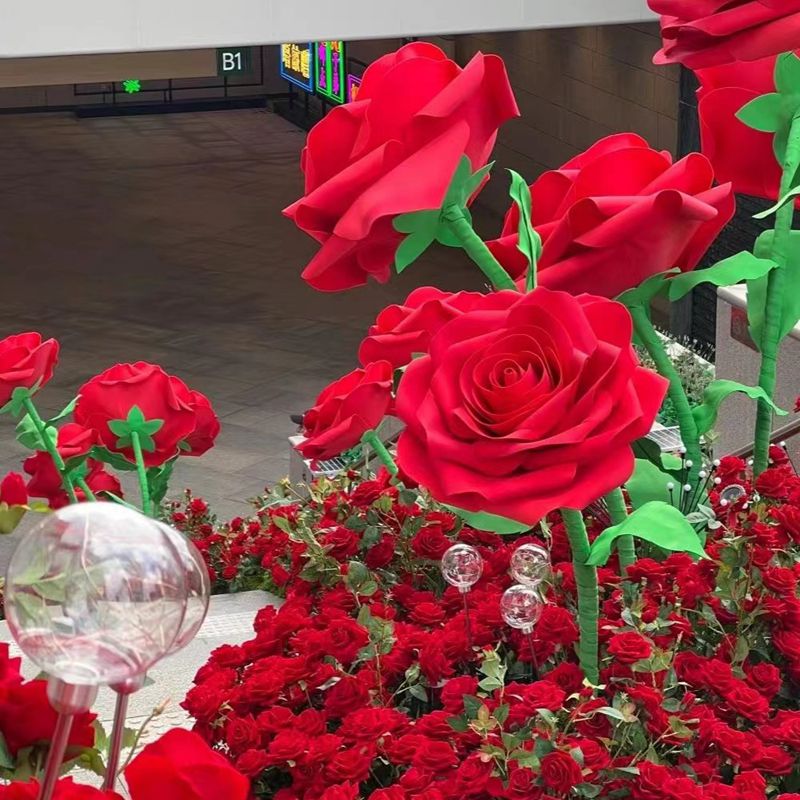 EVA超大玫瑰婚庆活动装饰商场打卡区橱窗美陈玫瑰成品花户外防水