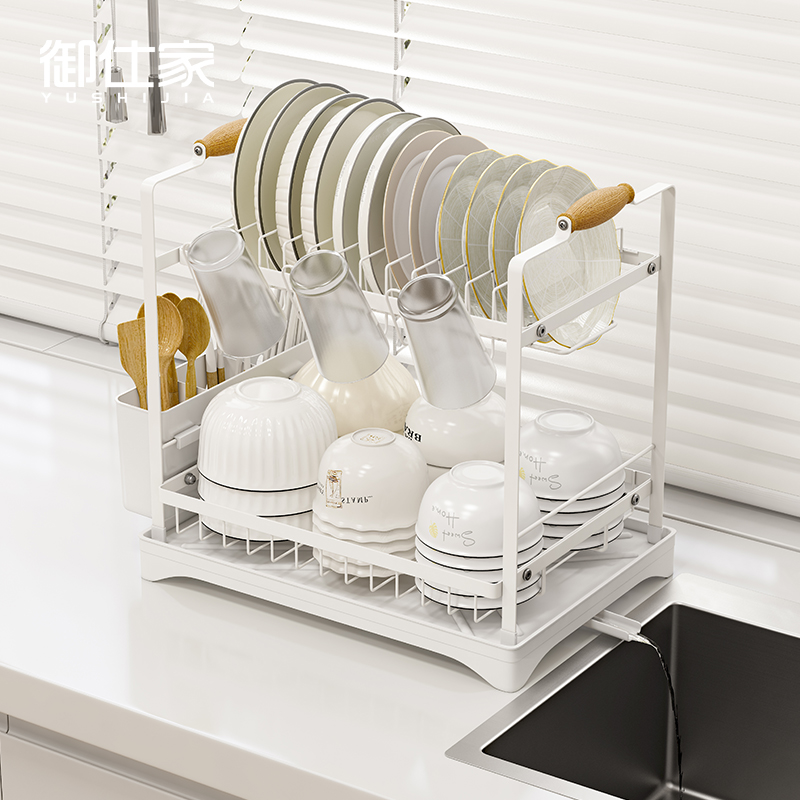 御仕家厨房台面碗盘碗筷沥水架家用水槽双层多功能碗碟收纳置物架