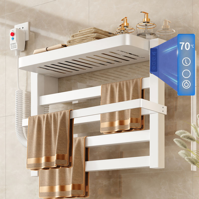 碳纤维电热毛巾架智能烘干消毒家用卫生间浴室免打孔加热浴巾架子