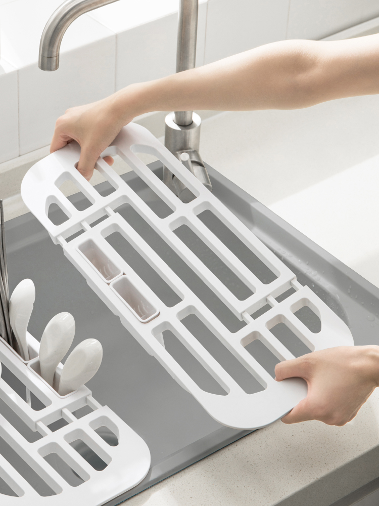 厨房沥水架水槽碗架可伸缩洗碗池放晾碗筷碗碟收纳架子蔬菜沥水板