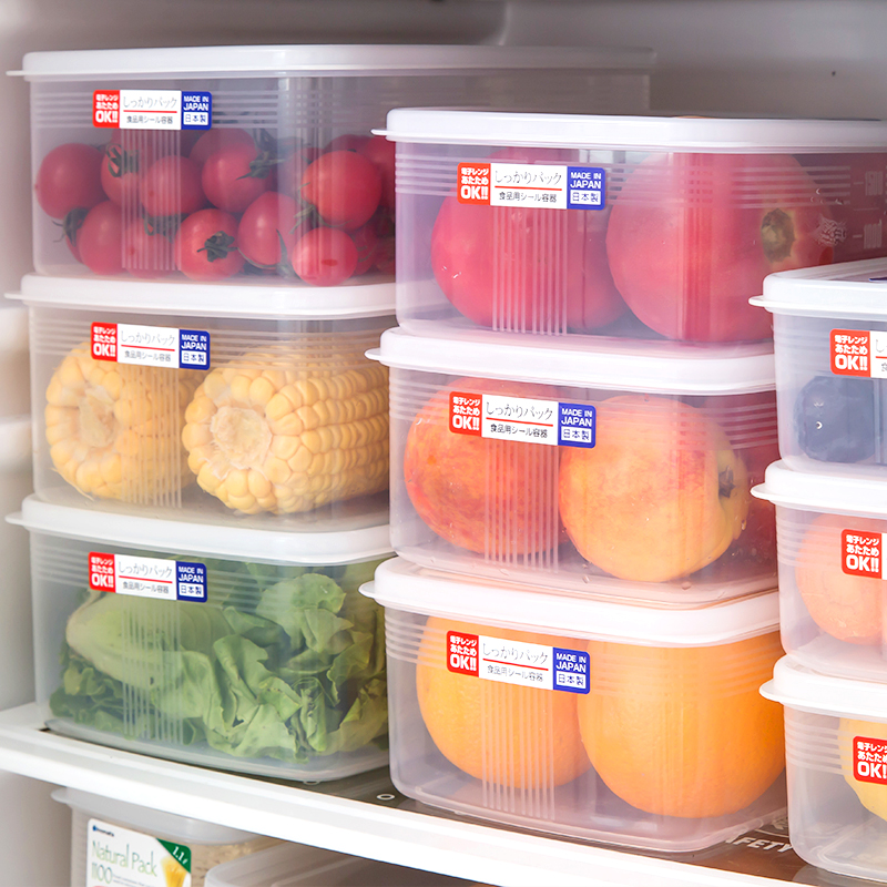 日本进口保鲜盒冰箱专用可微波炉加热塑料水果收纳盒子便当盒饭盒