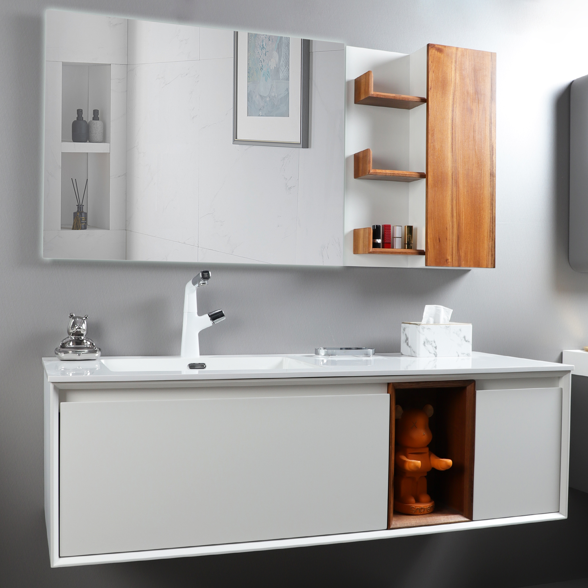 橡木卫浴柜简约现代新中式浴室柜组合卫生间洗手洗脸盆柜梳洗柜