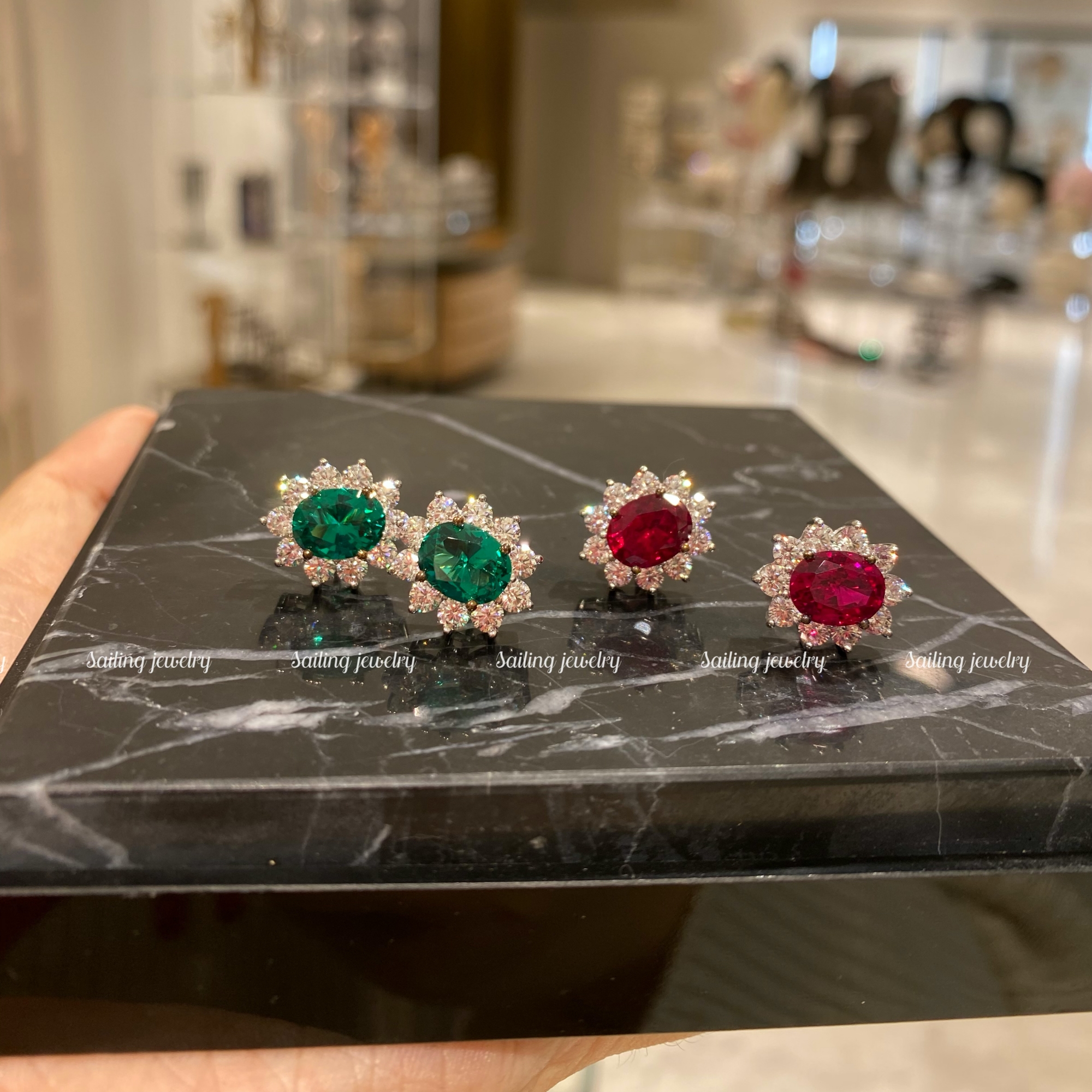 香港专柜代购 英国carat london 人造宝石耳钉 单颗2克拉 欧美风