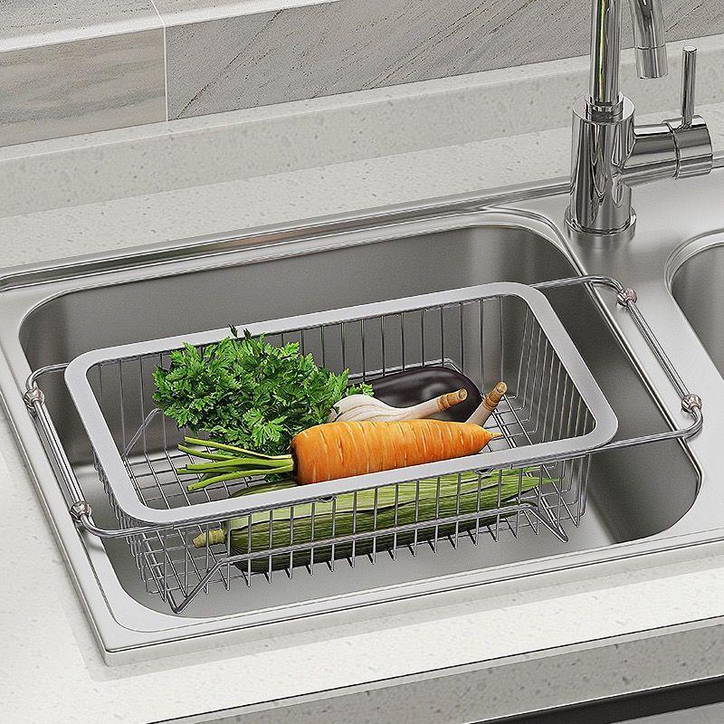 304不锈钢沥水篮水槽洗碗池蔬菜瓜果盆碟筷子加厚伸缩厨房滤水架