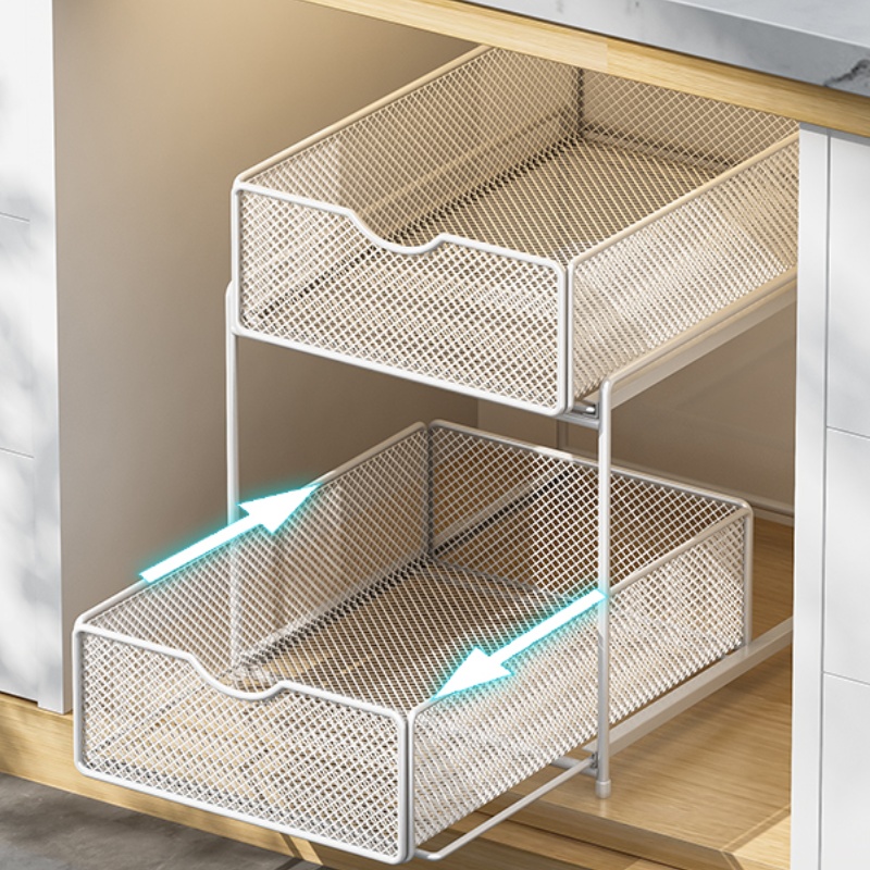 厨房抽拉式置物架橱柜内下水槽柜分层架各种神器大全双层收纳拉篮