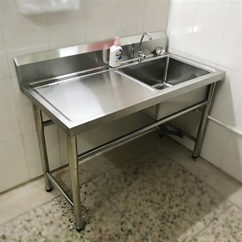 新款不锈钢洗手盆带架子水槽商用带支架厨房双槽手工功能集成柜整
