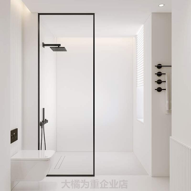 屏风浴室半淋浴房极窄分离浴卫浴干湿玻璃门隔断隔断白色*卫生间