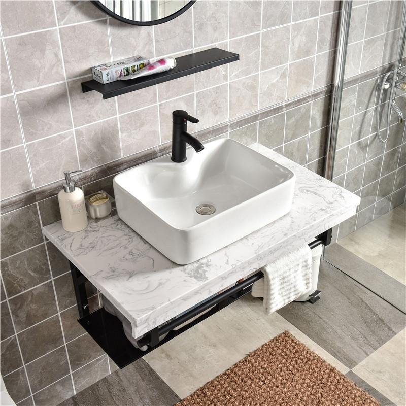 大理石台面洗漱台水池卫生间小空间台上盆一体式美式洗手盆洗脸盆