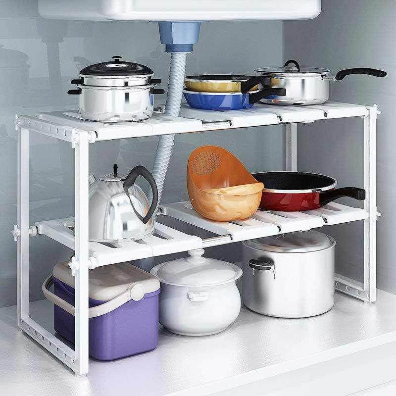 可伸缩水槽架子厨房置物架台下橱柜储物架厨房用品锅架碗架收纳架