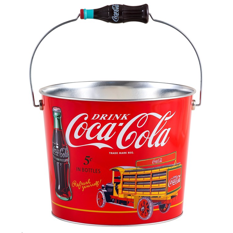 美国Coca Cola可口可乐复古派对铁皮手提冰桶 酒吧家居饮料桶聚会
