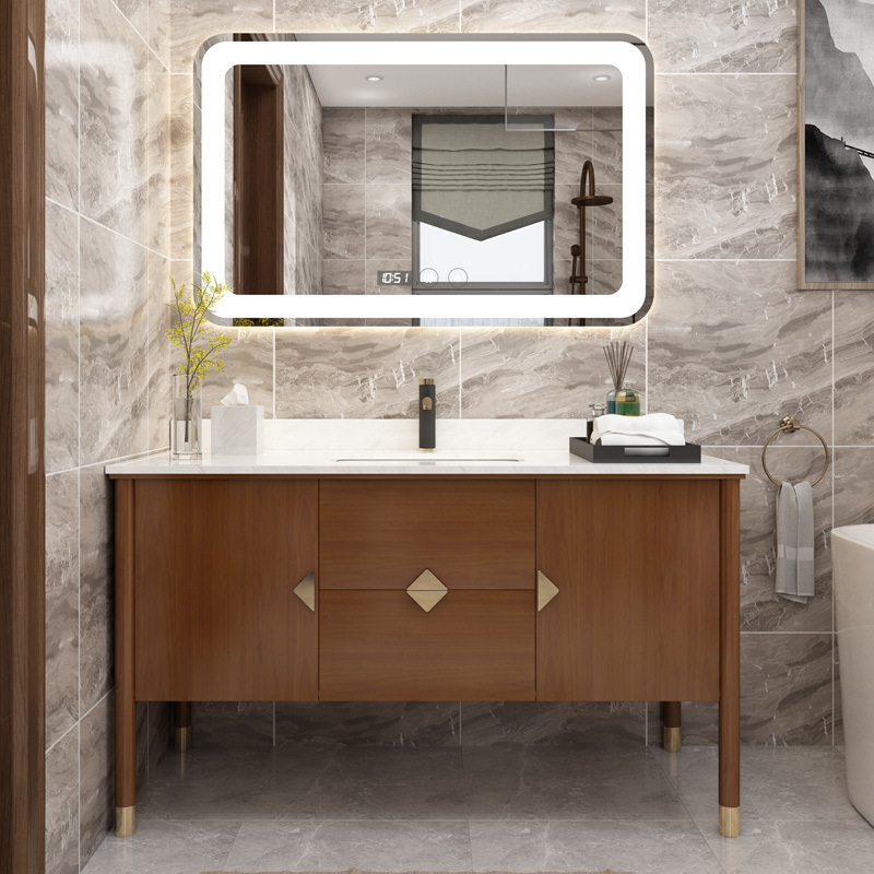 卫浴新中式轻奢浴室柜组合实木智能镜洗手洗脸盆池卫生间洗漱台盆