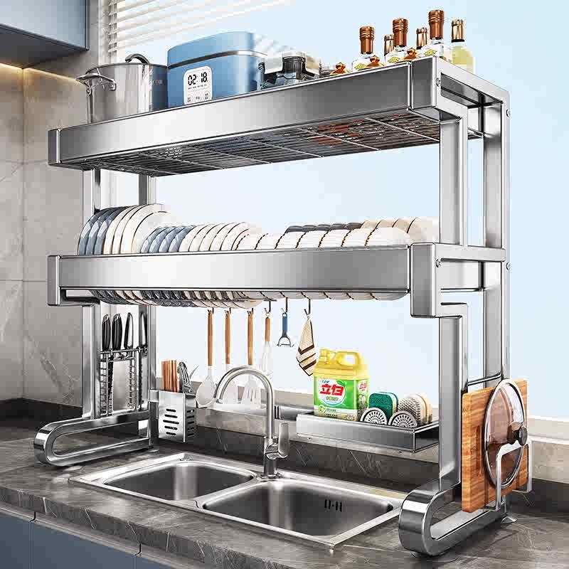 德国304不锈钢厨房水槽置物架碗碟收纳水池多功能放碗盘沥水碗架