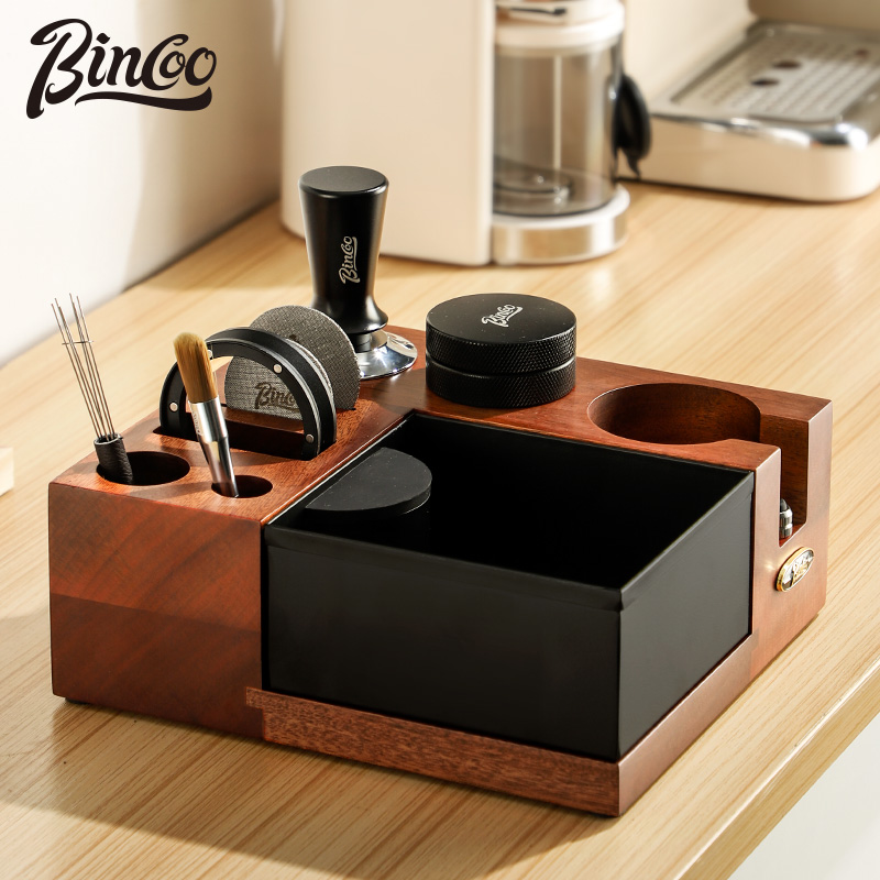 Bincoo意式咖啡压粉器套装布粉器家用粉锤收纳敲渣盒手柄支架底座