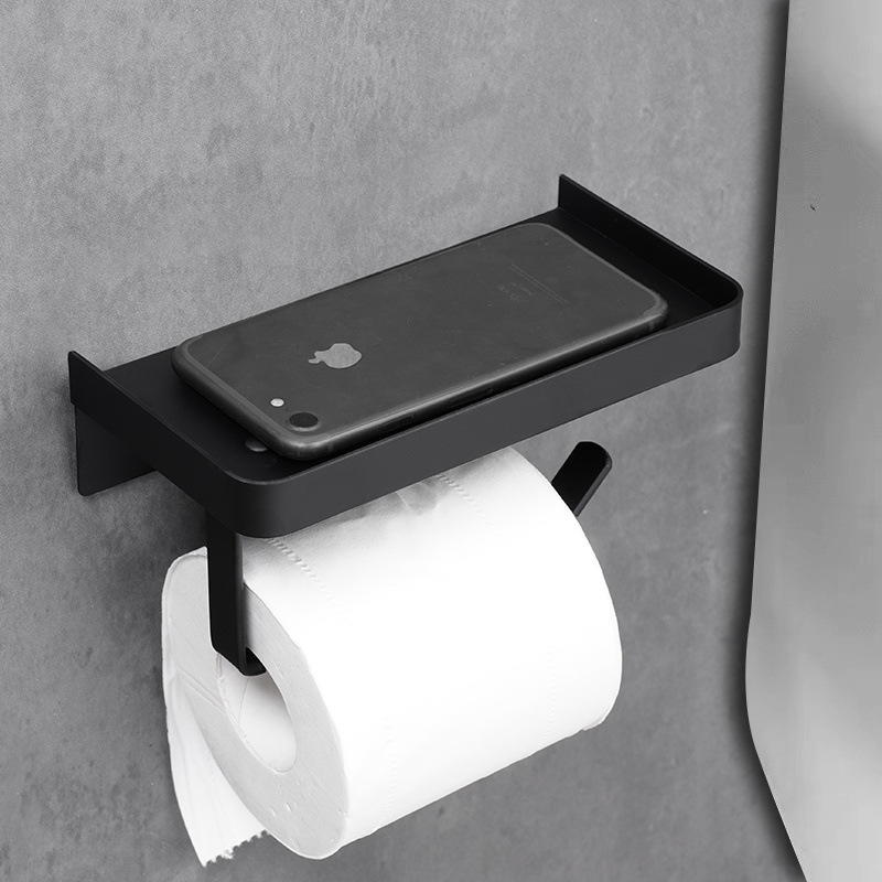 浴室手机卷纸架免打孔304不锈钢卫生间卷纸盒置物收纳厕所纸巾架