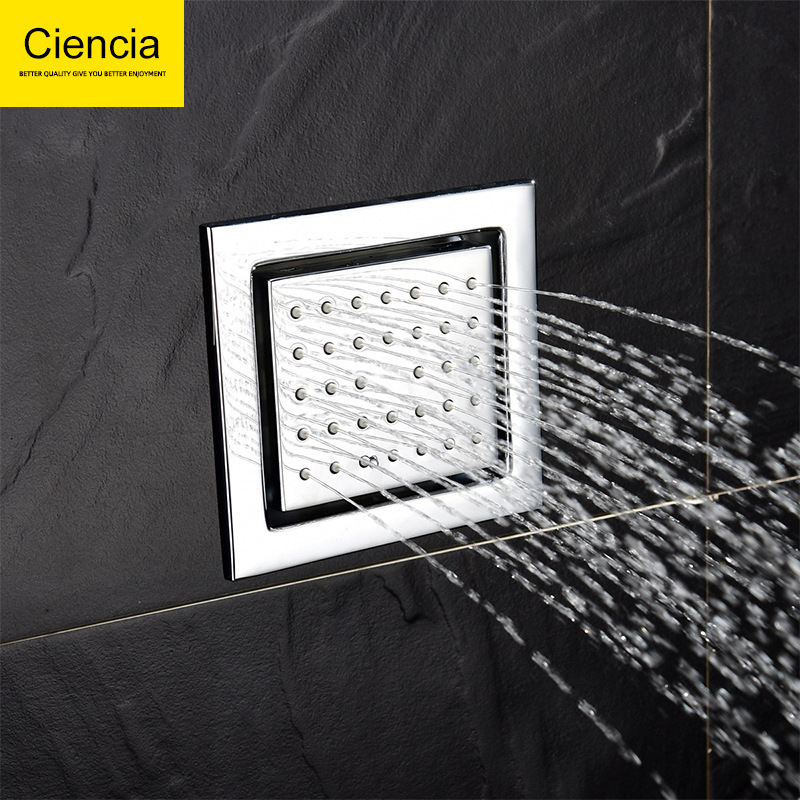 暗装式淋浴器腰喷花洒方形侧喷入墙式可调角度喷头浴室
