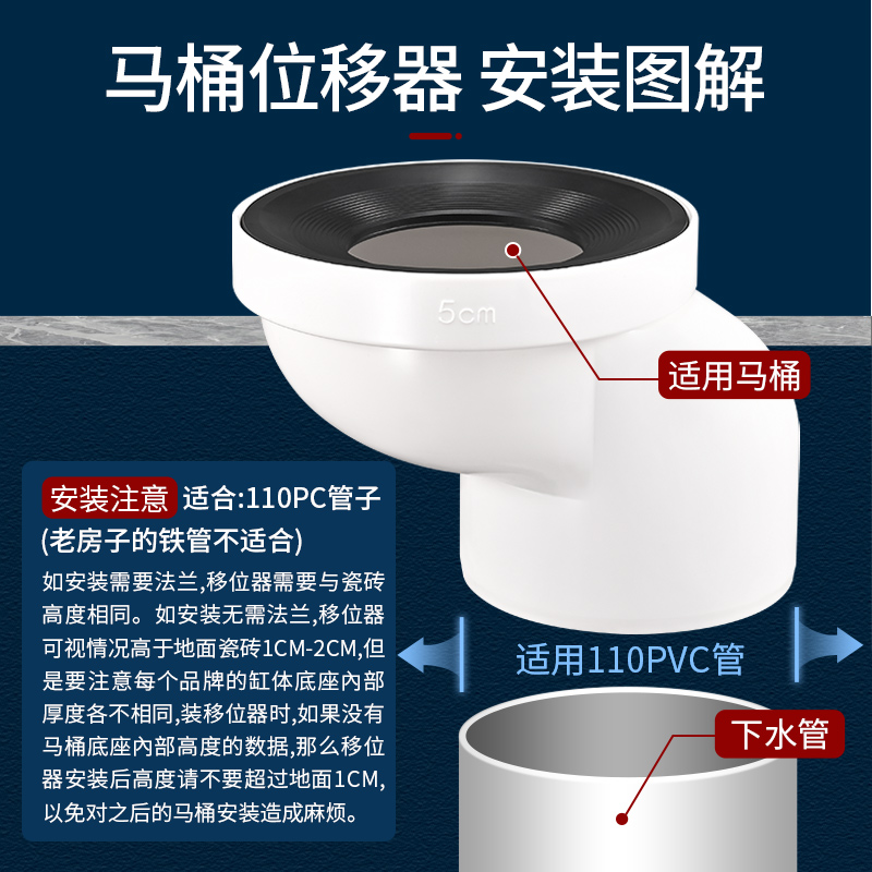 马桶移位器不挖地可调位移厕所管道接头防堵平移10坑距防堵转换器