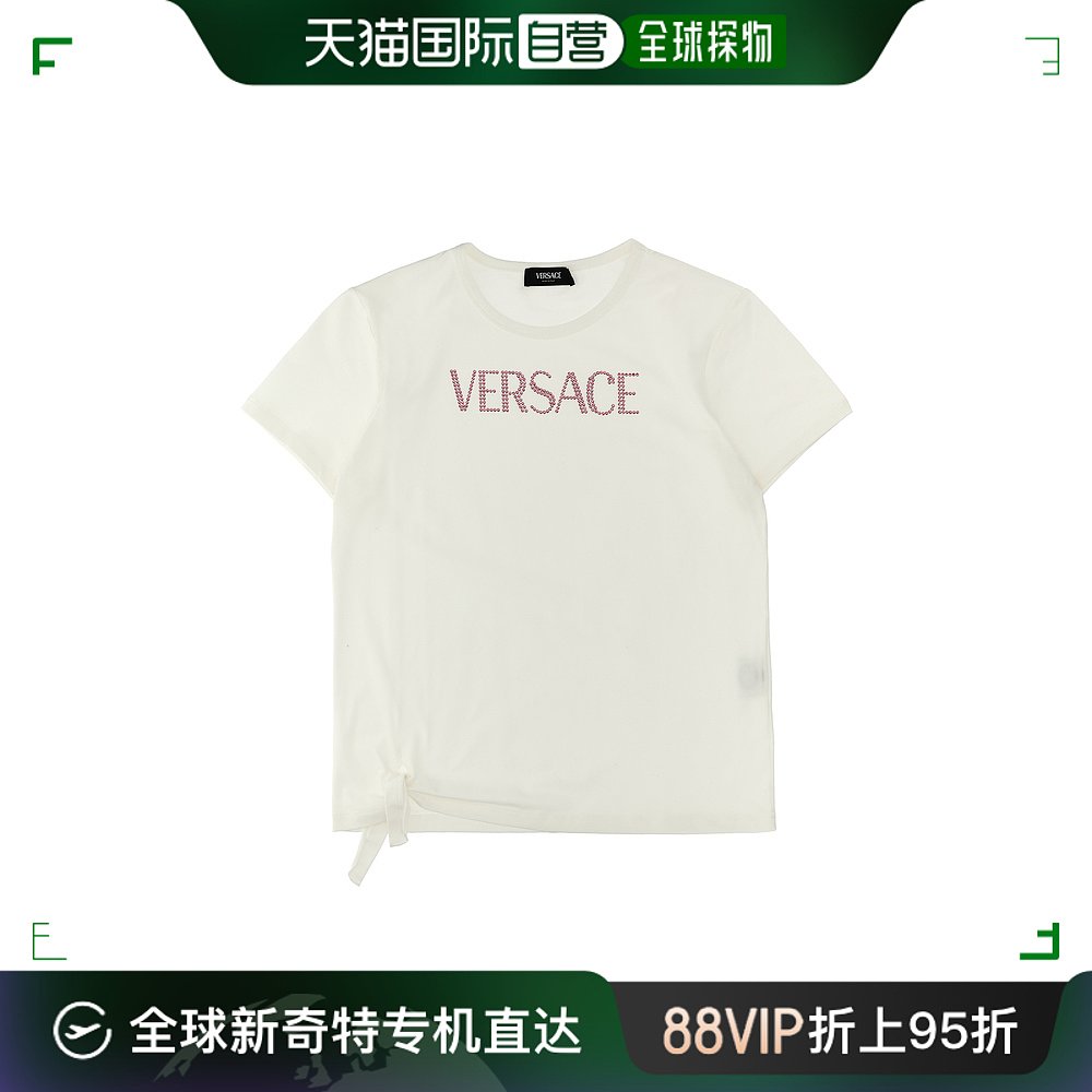 香港直邮Versace 范思哲 女童 人造钻石徽标T恤童装 10090921A097