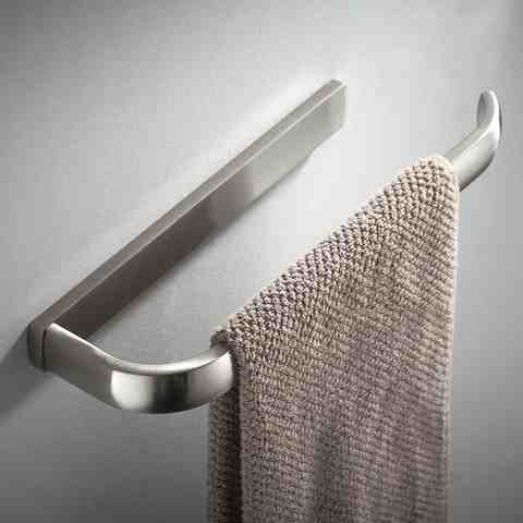 新款29厘米长简约短款单杆毛巾架镍拉丝工艺小卫生间专用毛巾杆环