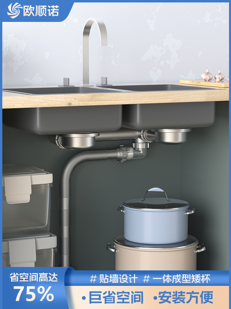 厨房洗菜盆下水管配件水槽单双槽下水道洗碗池下水器排水管全套装