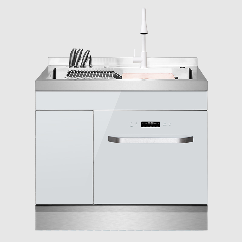 900WF白色集成水槽洗碗机家用大容量304不锈钢洗消烘一体一级水效