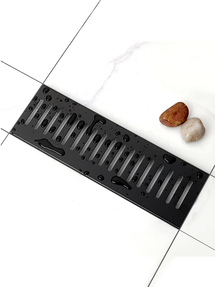 304不锈钢黑色长条地漏盖子长方形地沟盖板淋浴房卫生间防堵条形