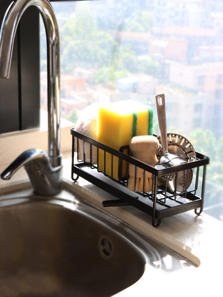 水槽置物架不锈钢厨房家用小收纳筐沥水抹布洗碗海绵小工具杂物篮