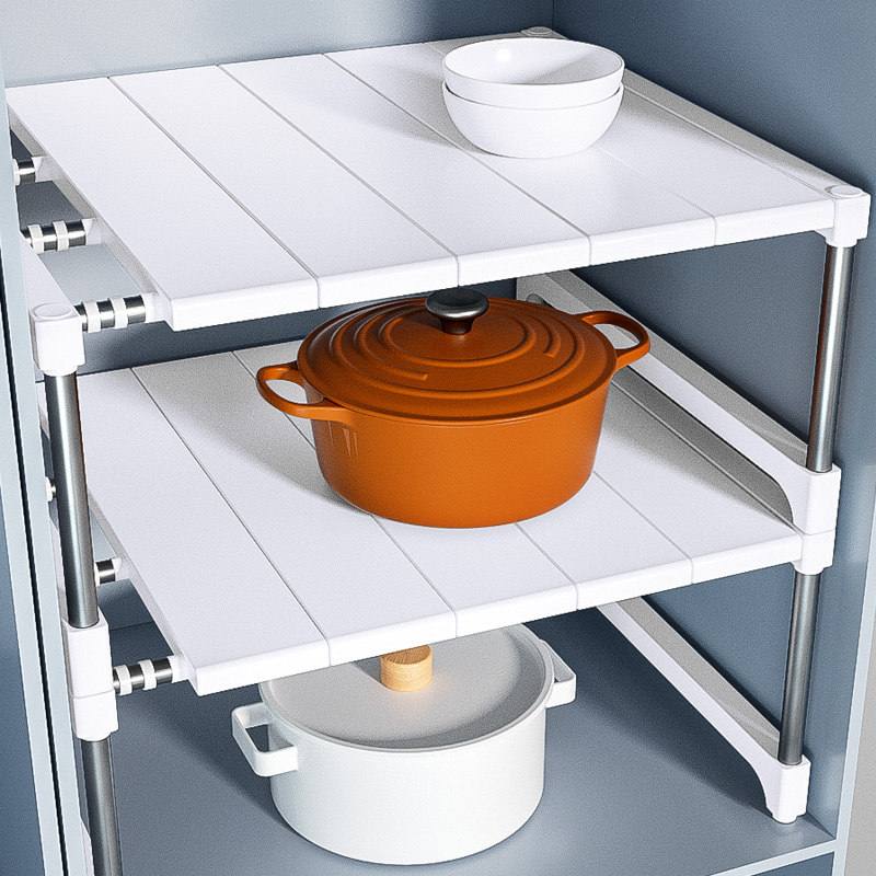 厨房置物架台面免打孔家用下水槽可伸缩整理架橱柜隔板分隔收纳架