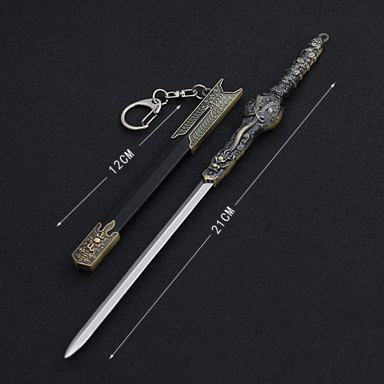 新七剑下天山古代名剑游龙剑带鞘八面汉剑武器模型金属摆件钥匙扣