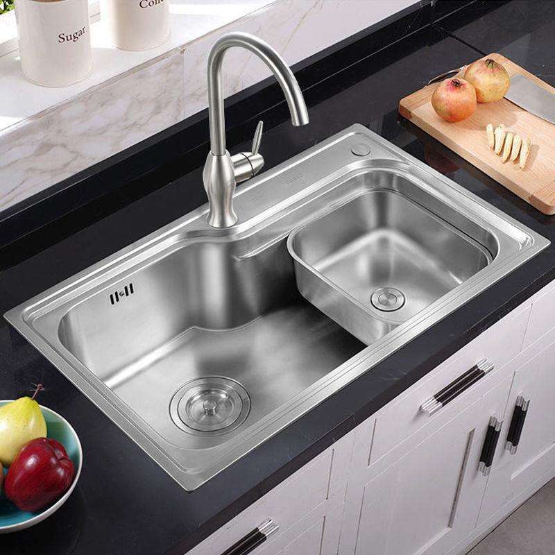 304不锈钢水槽拉伸子母槽大单槽双槽厨房洗菜盆洗碗洗手台