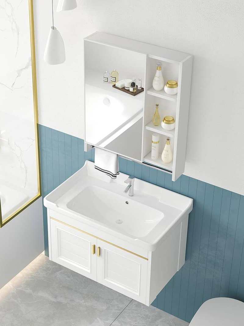 新款太空铝浴室柜组合现代简约卫生间洗脸盆小户型挂墙式洗手盆池