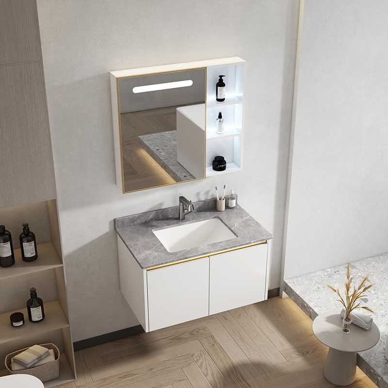 太空铝浴室柜组合加厚蜂窝铝芯岩板洗手洗脸盆柜卫生间轻奢洗漱台