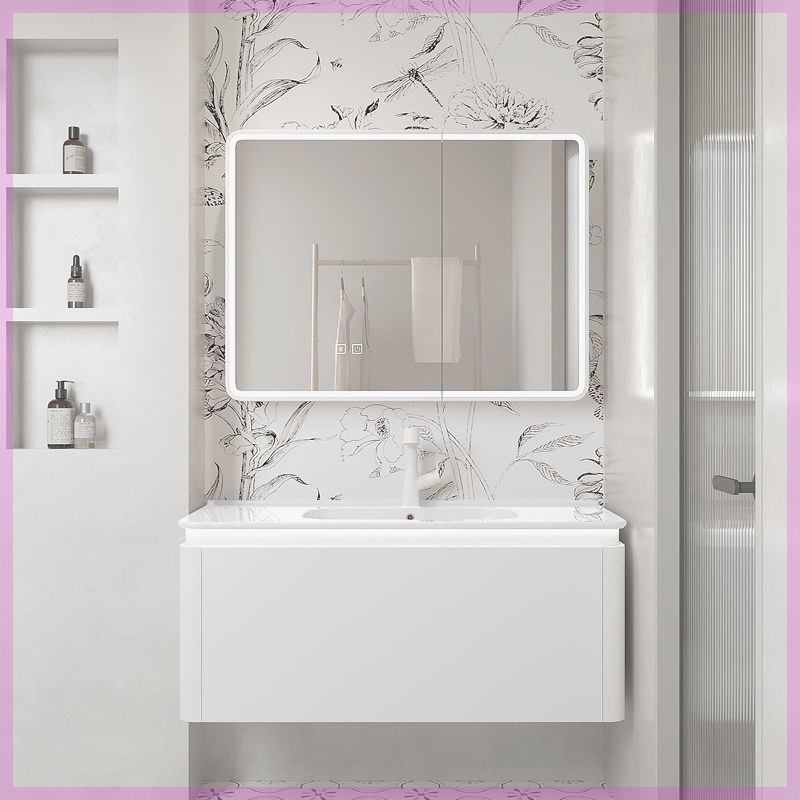 浴室柜组合奶油风现代简约子母抽屉陶瓷一体盆卫生间洗漱台洗脸盆