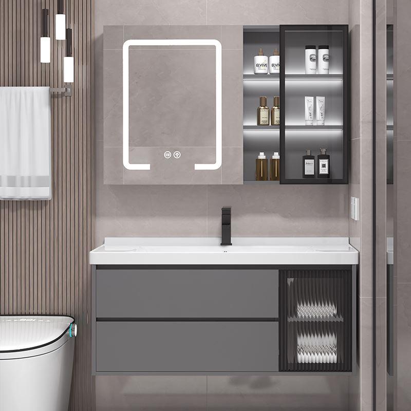 浴室柜组合小户型一体面盆镜简约卫生间洗漱台智能陶瓷洗手盆