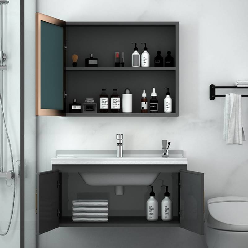 新款岩板太空铝浴室柜组合挂墙式小户型卫生间柜吊柜洗脸盆洗漱台