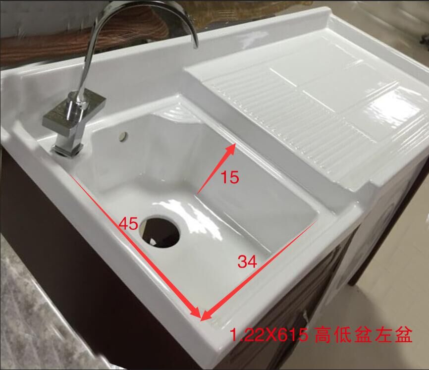 定制陶瓷洗衣盆池带搓衣板 阳台洗衣柜洗衣机柜组合一体台盆水槽