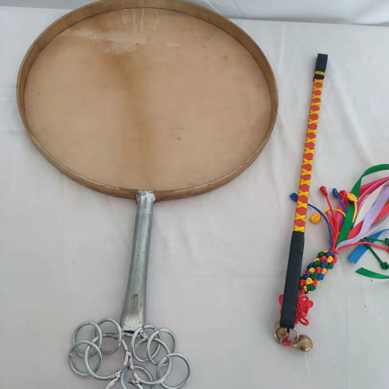 升级版扇子鼓铁质鲜羊皮单面鼓文王鼓可制作图案带鼓棒